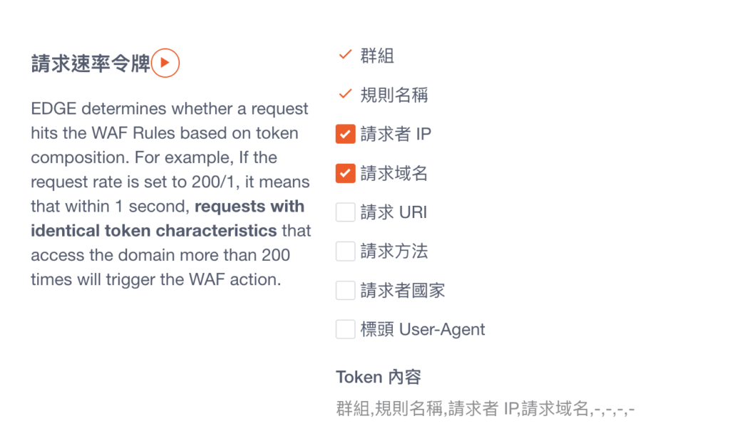 請求速率令牌使用範例